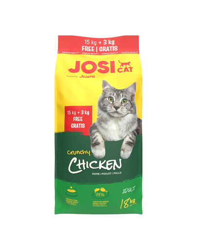 JOSERA JosiCat Crunchy Chicken 15kg+3kg z drobiem, dla dorosłych kotów