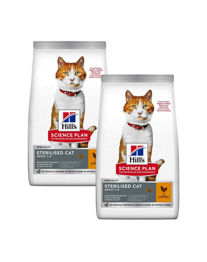 HILL'S Science Plan Young Adult Sterilised Cat Suché krmivo pro kočky s kuřecím masem 2x10 kg