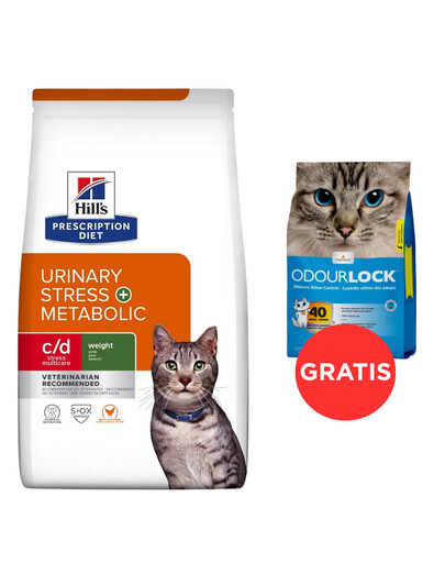 HILL'S Prescription Diet Feline c/d Urinary Stress + Metabolic 8 kg + ZDARMA stelivo pro kočky 6 kg