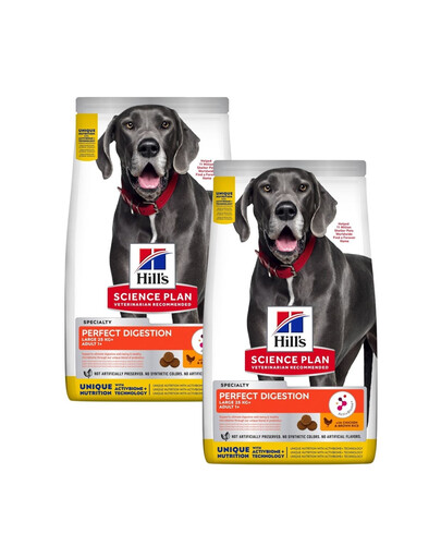 HILL'S Science Plan Canine Adult Large Perfect Digestion Chicken and Brown Rice 2x14 kg – krmivo pro zdravé trávení pro velké psy