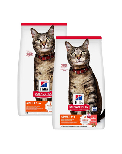 HILL'S Science Plan Feline Adult Salmon 2x10 kg suché krmivo s lososem pro dospělé kočky