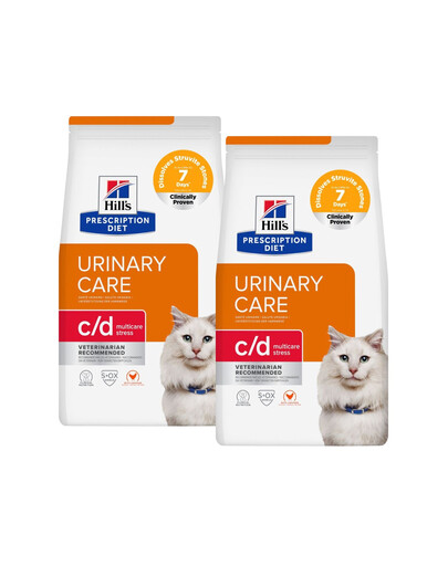 HILL'S Prescription Diet Feline Urinary Care c/d Multicare Stress 2x8 kg pro kočky s onemocněním močových cest