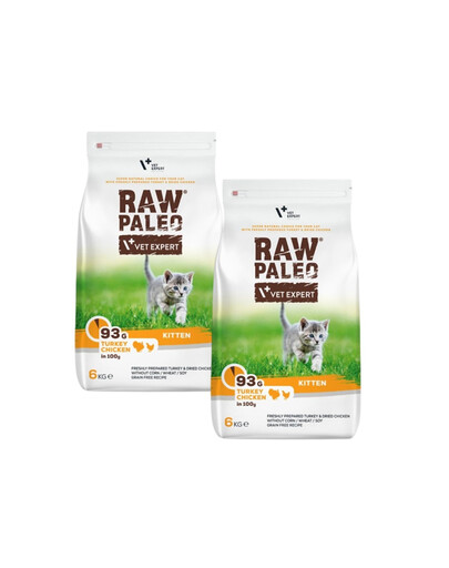 VET EXPERT Raw Paleo Kitten Turkey&Chicken pro koťata – krůta, kuře, 2×6 kg