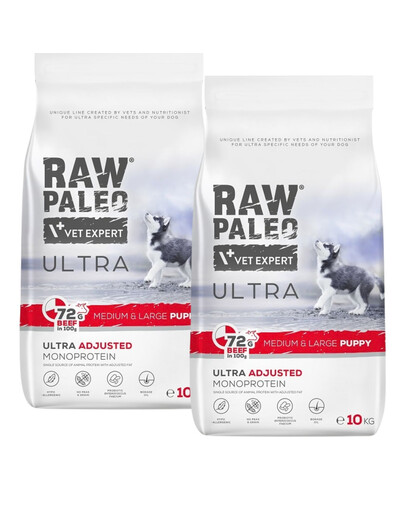 RAW PALEO Ultra Beef Medium&Large Puppy 2x10kg pro štěňata středních a velkých plemen, hovězí