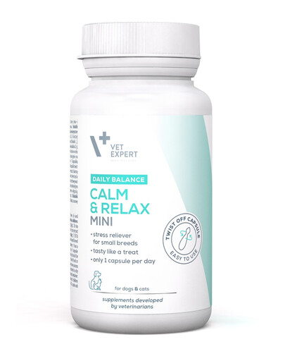Daily Balance Calm and Relax Mini wsparcie w stresie dla małych psów i kotów 30 kapsułek