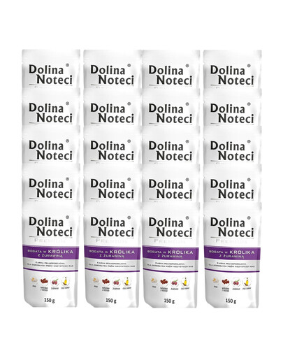 DOLINA NOTECI Prémiové krmivo bohaté na králíka s brusinkami 20x150g
