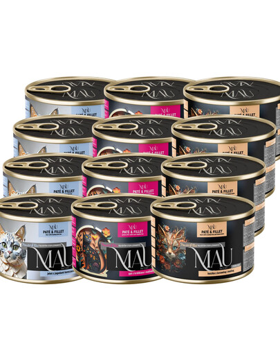 MAU Pate and Fillet Mix příchutí Kachna, husa a jelen 12x185 g mokré krmivo pro sterilizované kočky
