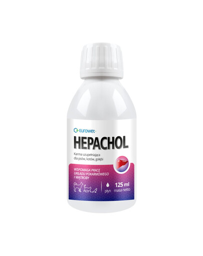 EUROWET Hepachol 125ml doplňkové krmivo podporující funkci trávicího systému pro psy, kočky a holuby