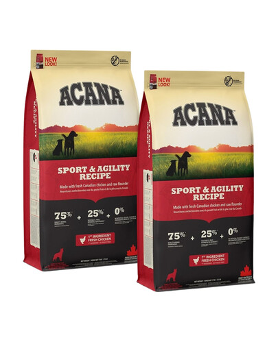 ACANA Sport & Agility 2x17 kg  bezobilné granule pro aktivní a velmi aktivní psy