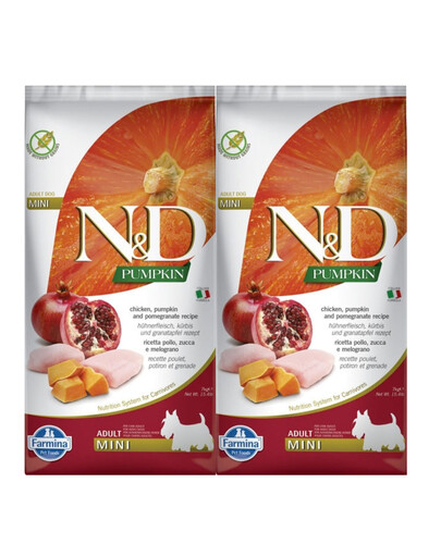 FARMINA N&D Pumpkin chicken&pomegranate adult mini 2x7 kg granule pro dospělé psy malých plemen