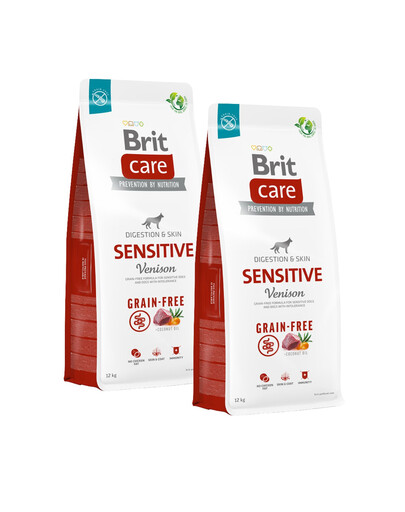 BRIT Care Dog Grain-free Sensitive Venison s jelením masem a bramborami 2x12 kg