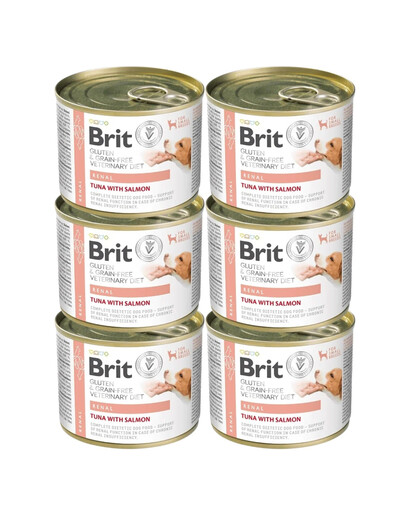 BRIT Veterinary Diet Grain Free Renal 6x200g tuňák a losos pro psy s renálním selháním