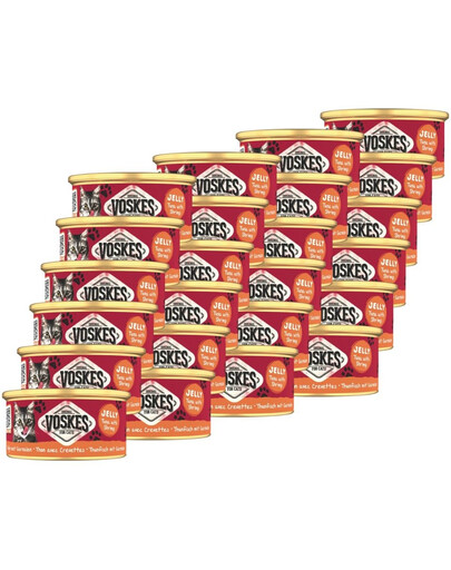 VOSKES Jelly Tuna with Shrimp 24x85 g100% tuňák s krevetou v želé, doplňkové krmivo pro kočky