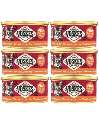 VOSKES Jelly Tuna with Shrimp 6x85 g100% tuňák s krevetou v želé, doplňkové krmivo pro kočky