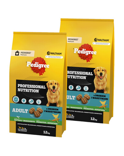 PEDIGREE Adult Professional Nutrition 2 x 12 kg s drůbežím masem a zeleninou pro velké a středně velké psy