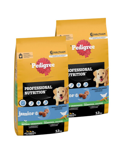 PEDIGREE Professional Nutrition Junior s drůbežím masem a zeleninou 2 x 12 kg pro štěňata středních a velkých plemen
