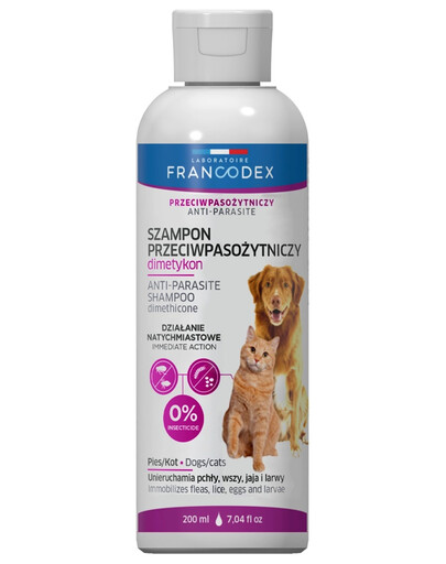 FRANCODEX Antiparazitní šampon s dimetikonem 200 ml pro psy a kočky