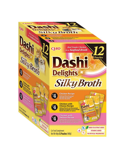 INABA Cat Dashi Delights Silky Broth Mix příchutí s kuřecím masem 12x40 g