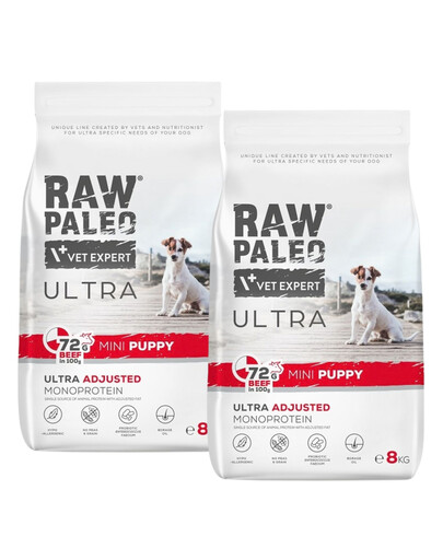 RAW PALEO Ultra Beef Mini Puppy 2x8kg pro štěňata malých plemen hovězí