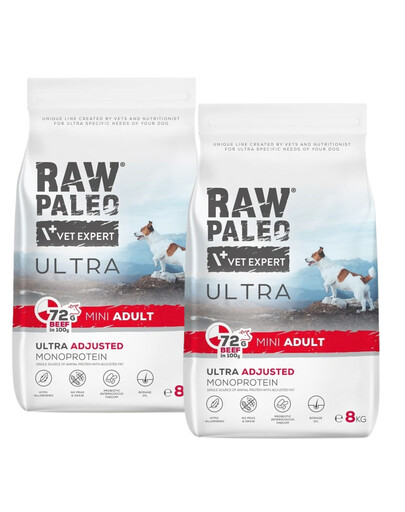 RAW PALEO Ultra Beef Mini Adult 2x8kg pro dospělé psy malých plemen hovězí