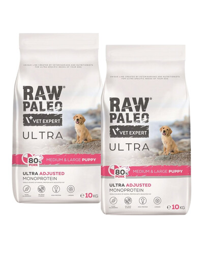 RAW PALEO Ultra Pork Medium&Large Puppy 2x10kg pro štěňata středních a velkých plemen vepřové
