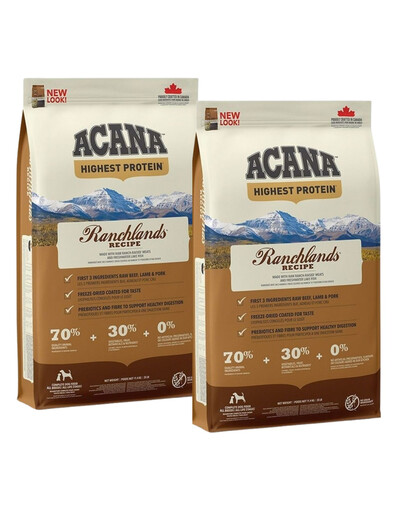 ACANA Highest Protein Ranchlands Dog 2x6 kg