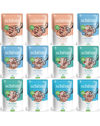 SCHESIR Kočičí sada Mix 4 příchutí 12x85g