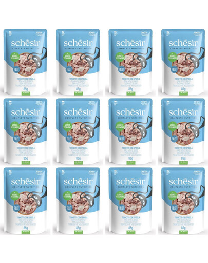 SCHESIR Tuňák s mořským vlkem v želé pro kočky 12x85 g
