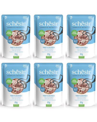 SCHESIR Tuňák s mořským vlkem v želé pro kočky 6x85 g