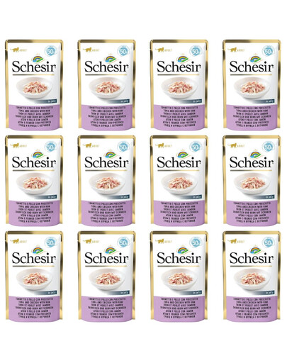 SCHESIR Tuňák s kuřecím masem a šunkou 12x50g