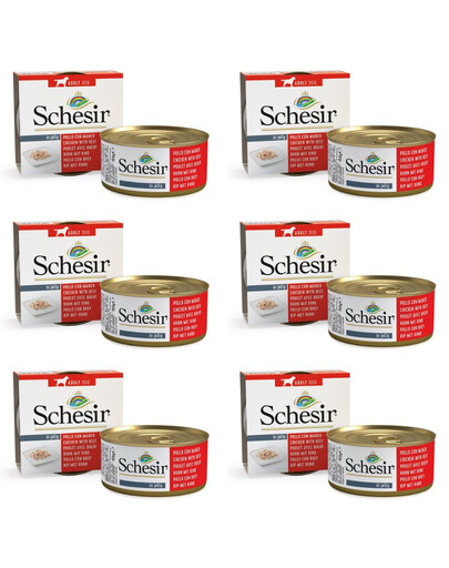 SCHESIR Kuřecí řízky s hovězím masem v želé 6x150G