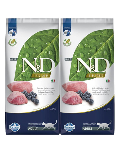 FARMINA N&D Prime Lamb & Bluberry Cat krmivo pro dospělé kočky 2x10 kg