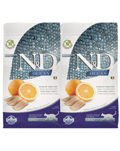 FARMINA N&D Ocean Cat Adult herring and orange 2x5 kg krmivo pro kočky se sleděmi