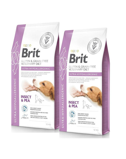 BRIT Veterinary Diets Dog Ultra-Hypoallergenic 2x12kg hypoalergenní krmivo pro psy