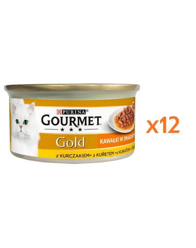 GOURMET Gold Sauce Delights z kurczakiem 12x85 g mokra karma dla kotów