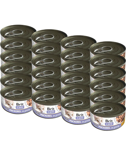 BRIT Care Cat Real Mackerel in Gravy 24x80 g filety z makreli w bulionie, mokra karma dla kotów