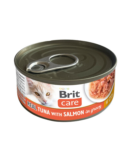 BRIT Care Cat Real Tuna with Salmon in Gravy 80g filety z tuňáka a lososa ve vývaru, mokré krmivo pro kočky