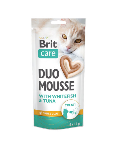 BRIT Care Cat Creamy Duo Mousse Whitefish and Tuna 4x14 g krémový pamlsek pro kočky s bílou rybou a tuňákem