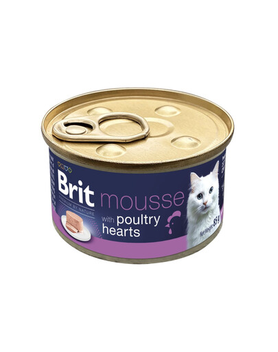 BRIT Premium by Nature Cat Mousse with Poultry Hearts 85 g pěna s kuřecími srdíčky, mokré krmivo pro kočky