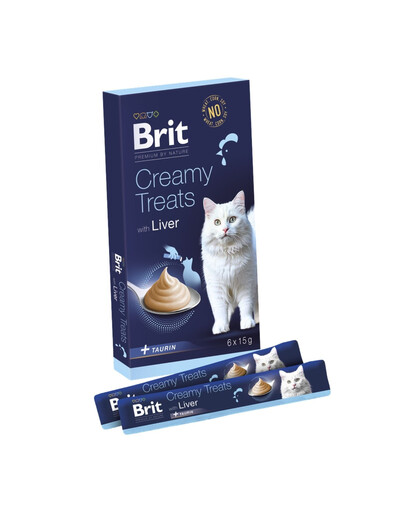 BRIT Premium by Nature Cat Creamy Treats with Liver 6x15 g krémový játrový pamlsek pro kočky