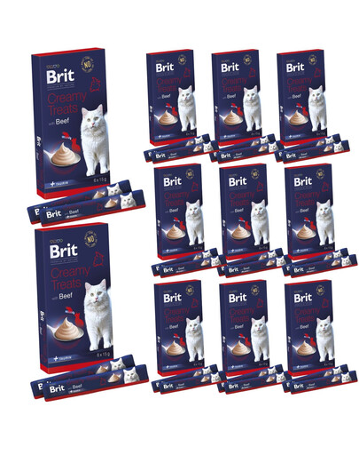 BRIT Premium by Nature Cat Creamy Treats with Beef 66x15 g kremowy przysmak z wołowiną dla kotów