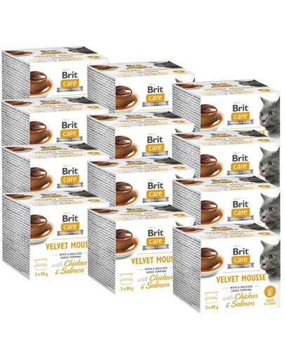 BRIT Care Cat Velvet Mousse Chicken and Salmon 24x80 g mus z kurczakiem i łososiem, mokra karma dla kotów