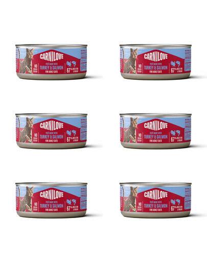 CARNILOVE Cat Can Paté Turkey and Salmon 6x100 g z indykiem i łososiem, pasztet dla kotów