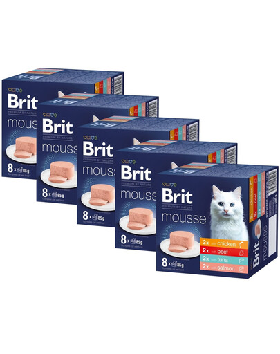 BRIT Premium by Nature Cat Mousse Multipack Mix 40x85 g pěna s kuřecím masem, hovězím masem, tuňákem a lososem pro kočky