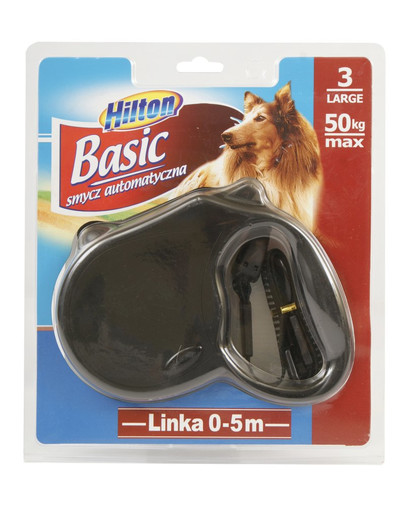 HILTON Basic 3 smycz automatyczna 5 m czarna dla psa do 50 kg