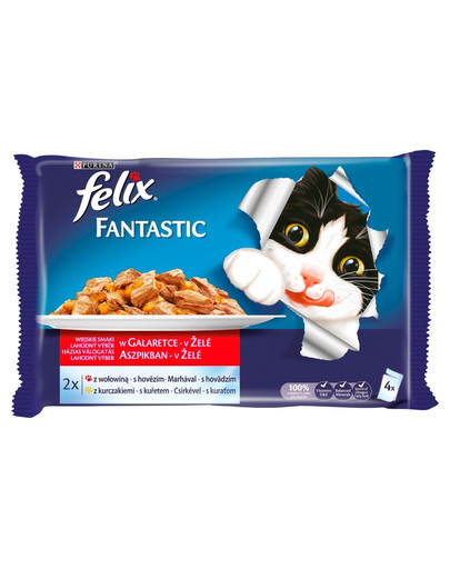 FELIX Fantastic masový výběr 4x100g: hovězí, kuřecí