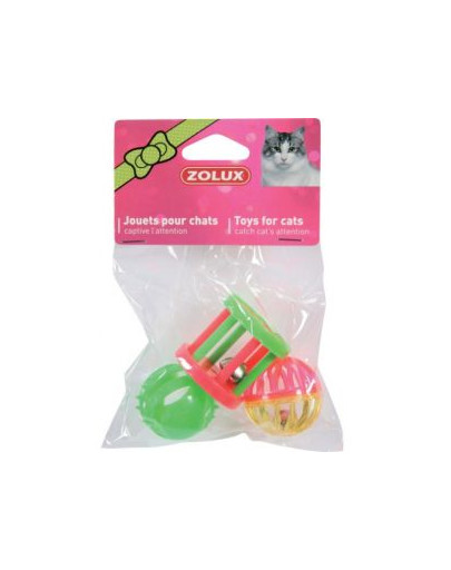 ZOLUX Hračka pro kočku - Sada 3 hraček růžových 4 cm