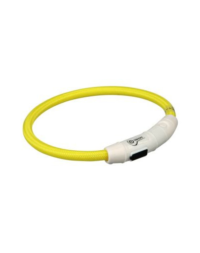 TRIXIE Svítící kroužek na krk USB, M–L: 45 cm/O 7 mm,  žlutý