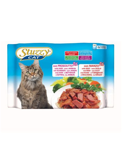 STUZZY Multipack 2 X Šunka  + 2 X Hovězí (100G X4)