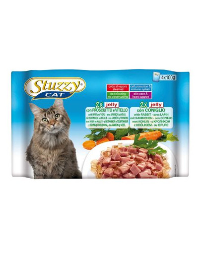 STUZZY Multipack 2 X šunka a telecí  +2 X králík ( v želé ) (100G X4)